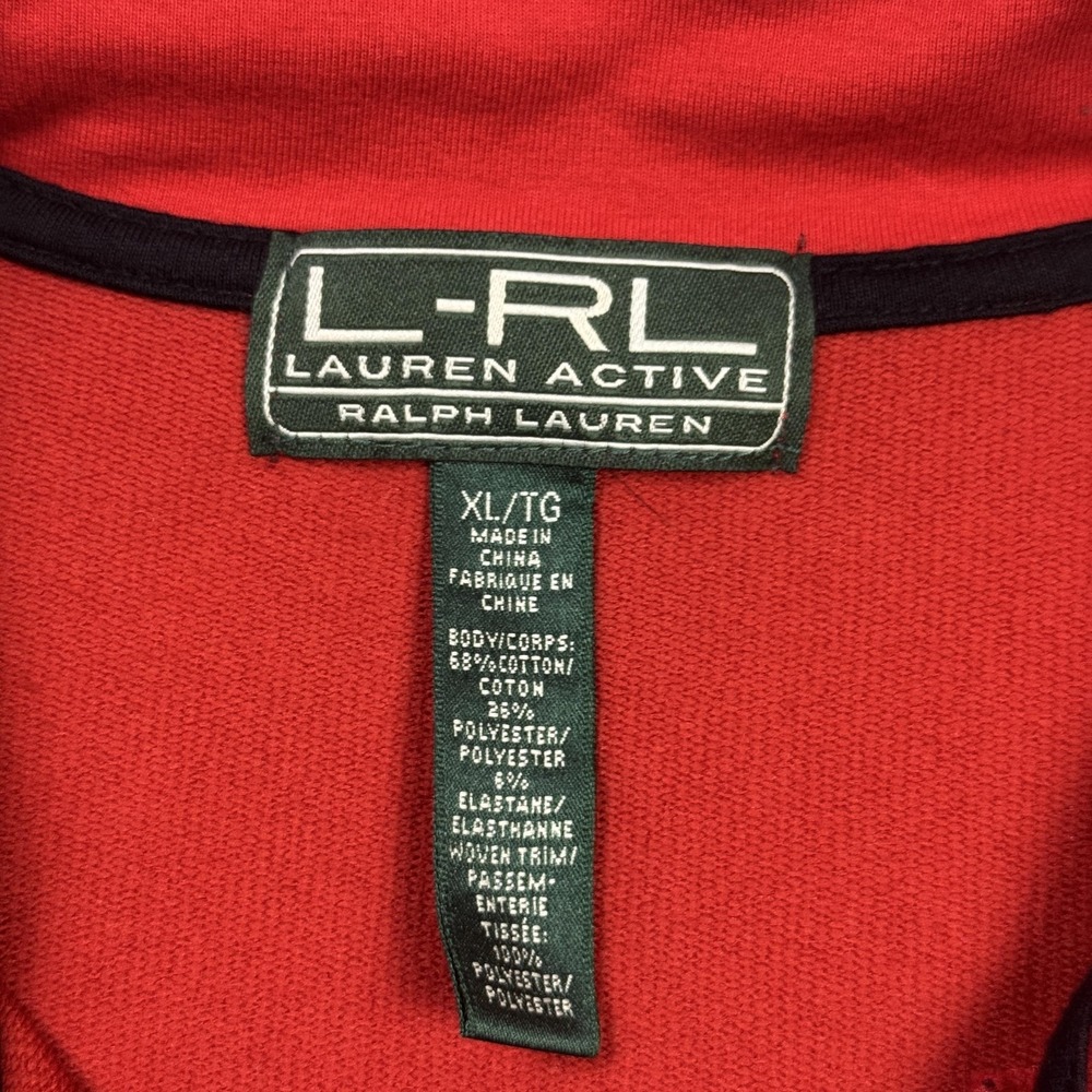 Lauren Ralph Lauren Vest Womens XL Red Collared Full Zip Pockets Cotton Blend - Picture 2 of 10